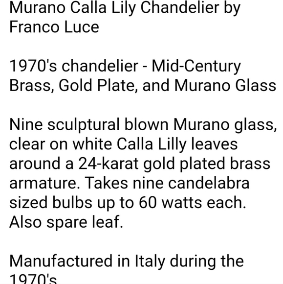 Franco Luce, Murano blown- glass, vintage 1970's Chandelier with 1 extra shade! - Picture 2 of 2